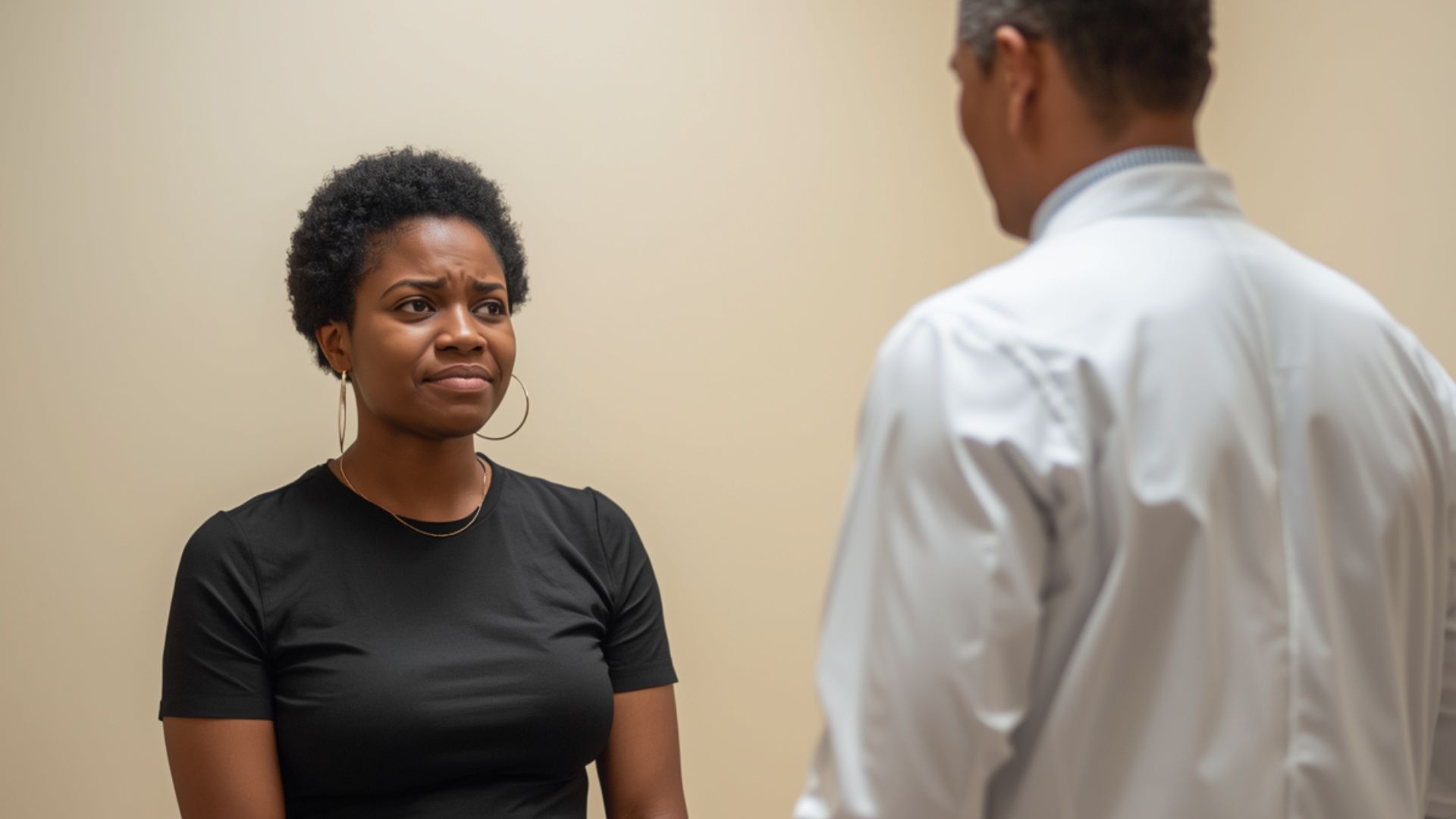 A doctor with a surprised expression